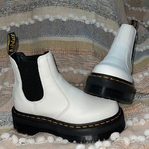 Dr Marten platform white chelsea boots